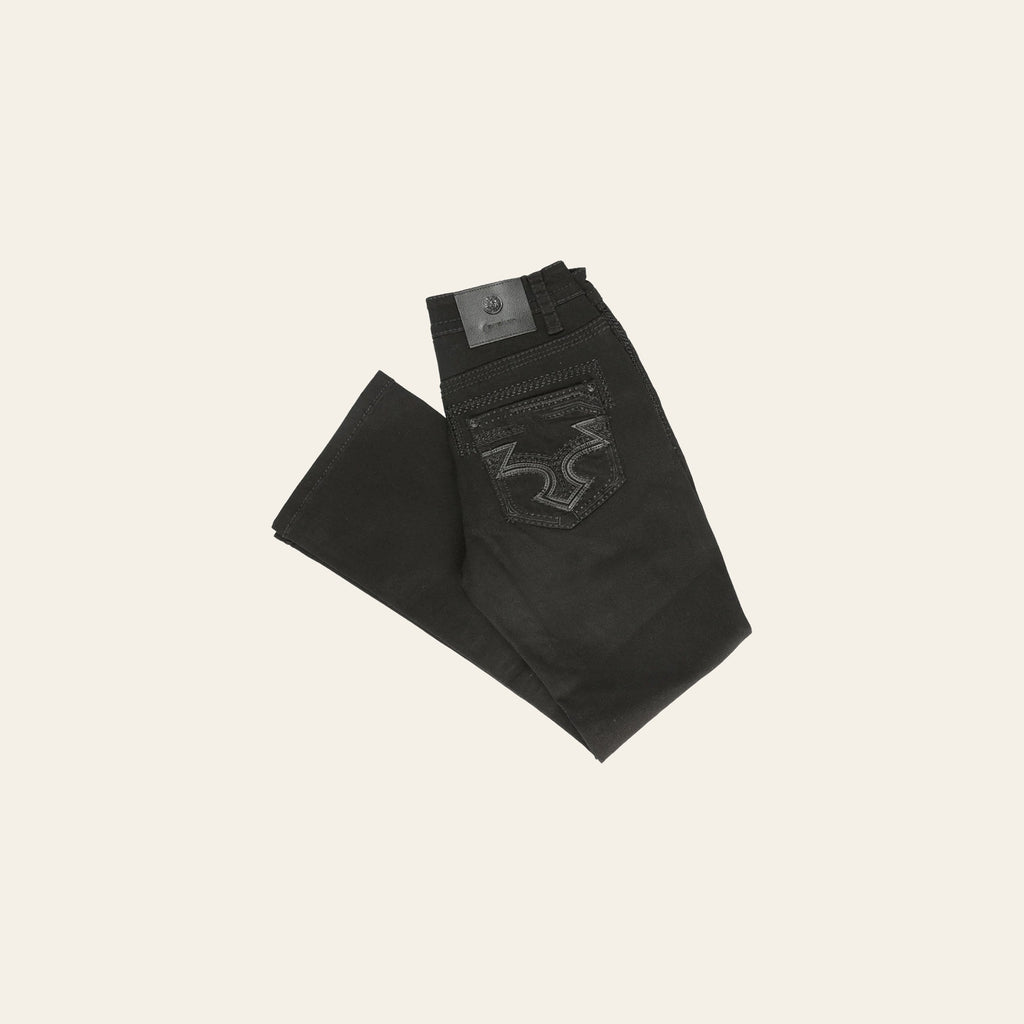 Centenario Men's Black Denim with Dark Embroidered Details 45312 on a warm cream background