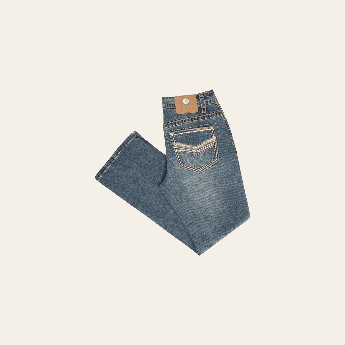 Centenario Men's Blue Denim with Embroidered Details 45314 on a warm cream background