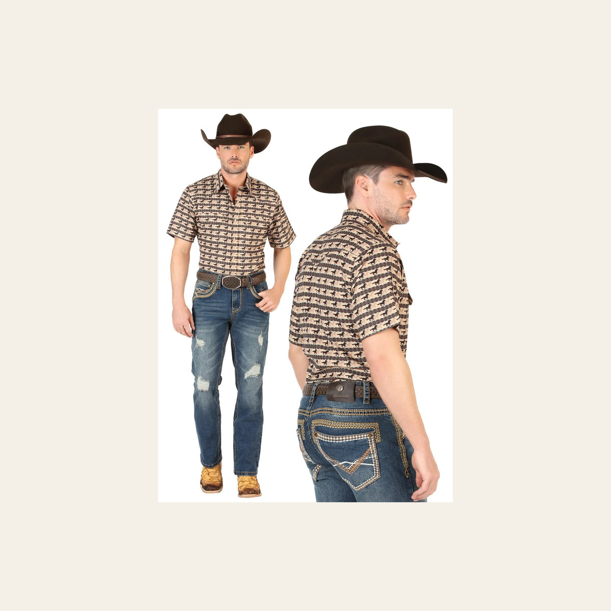 Centenario Men’s Bootcut Jeans - Dark Blue 45534 on a warm cream background
