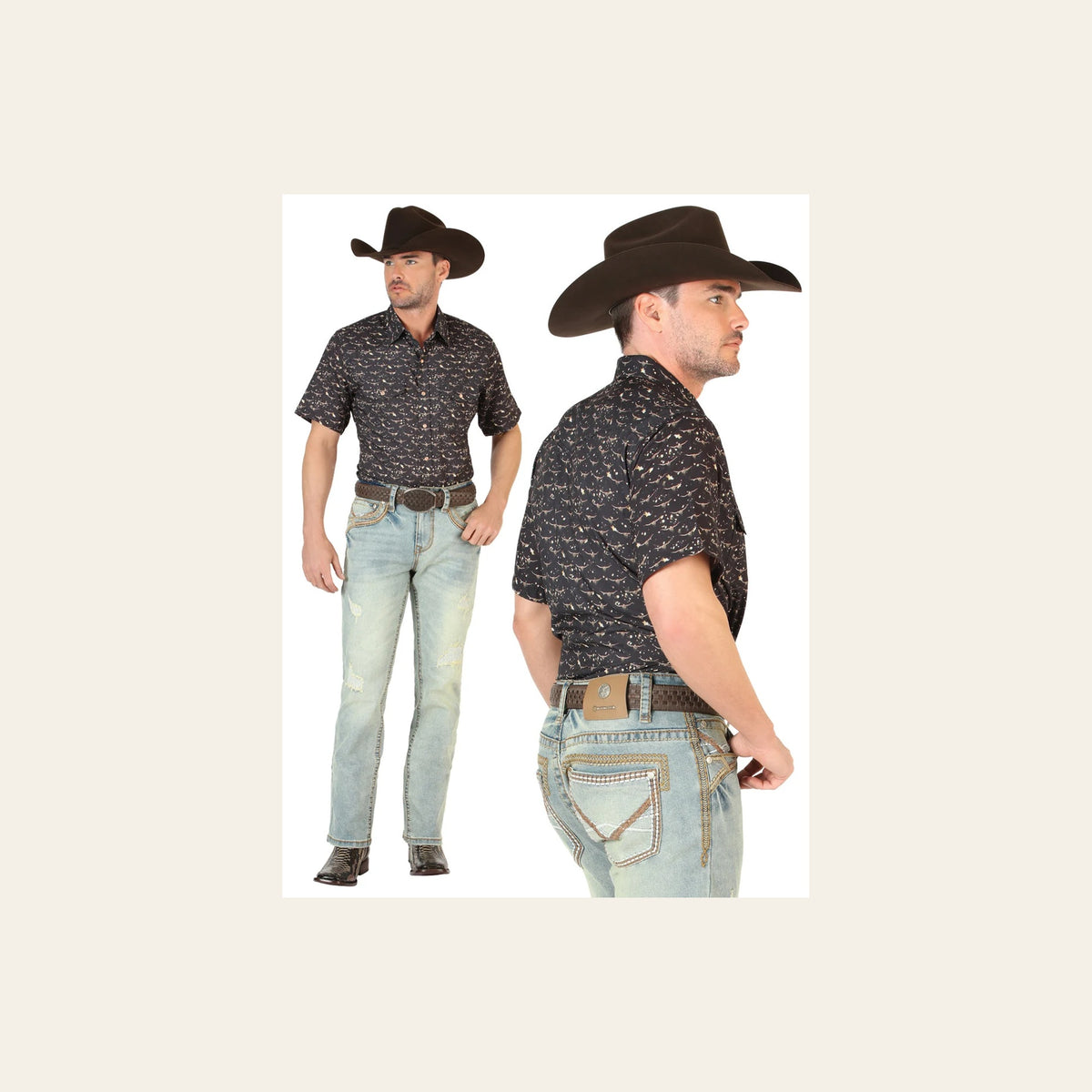 Centenario Men’s Bootcut Jeans - Light Blue 45535 on a warm cream background