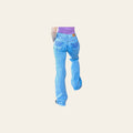 Cheyenne Trousers Acid Wash Purple Pocket on a warm cream background
