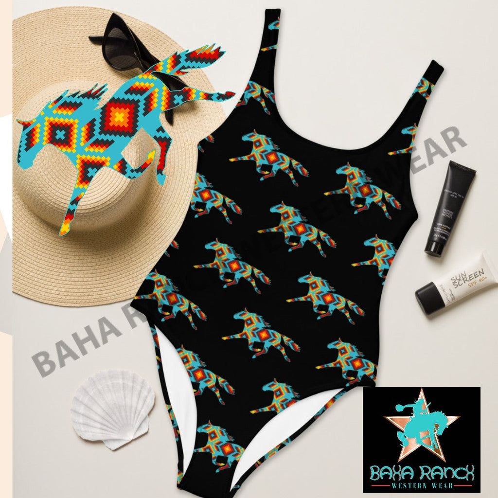 Yeehaw Aztec Horse One Piece Swimsuit by Baha Ranch Western Wear