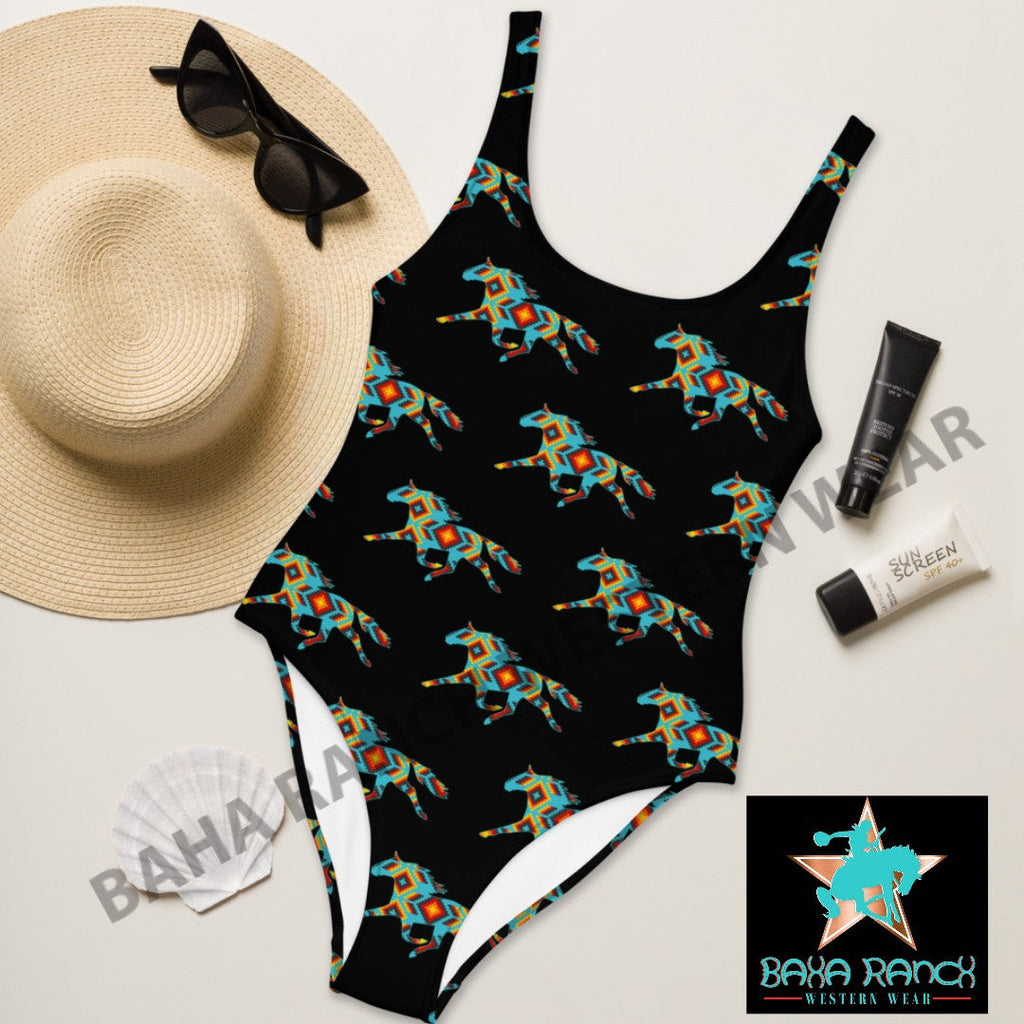 Yeehaw Aztec Horse One Piece Swimsuit by Baha Ranch Western Wear - product image 2