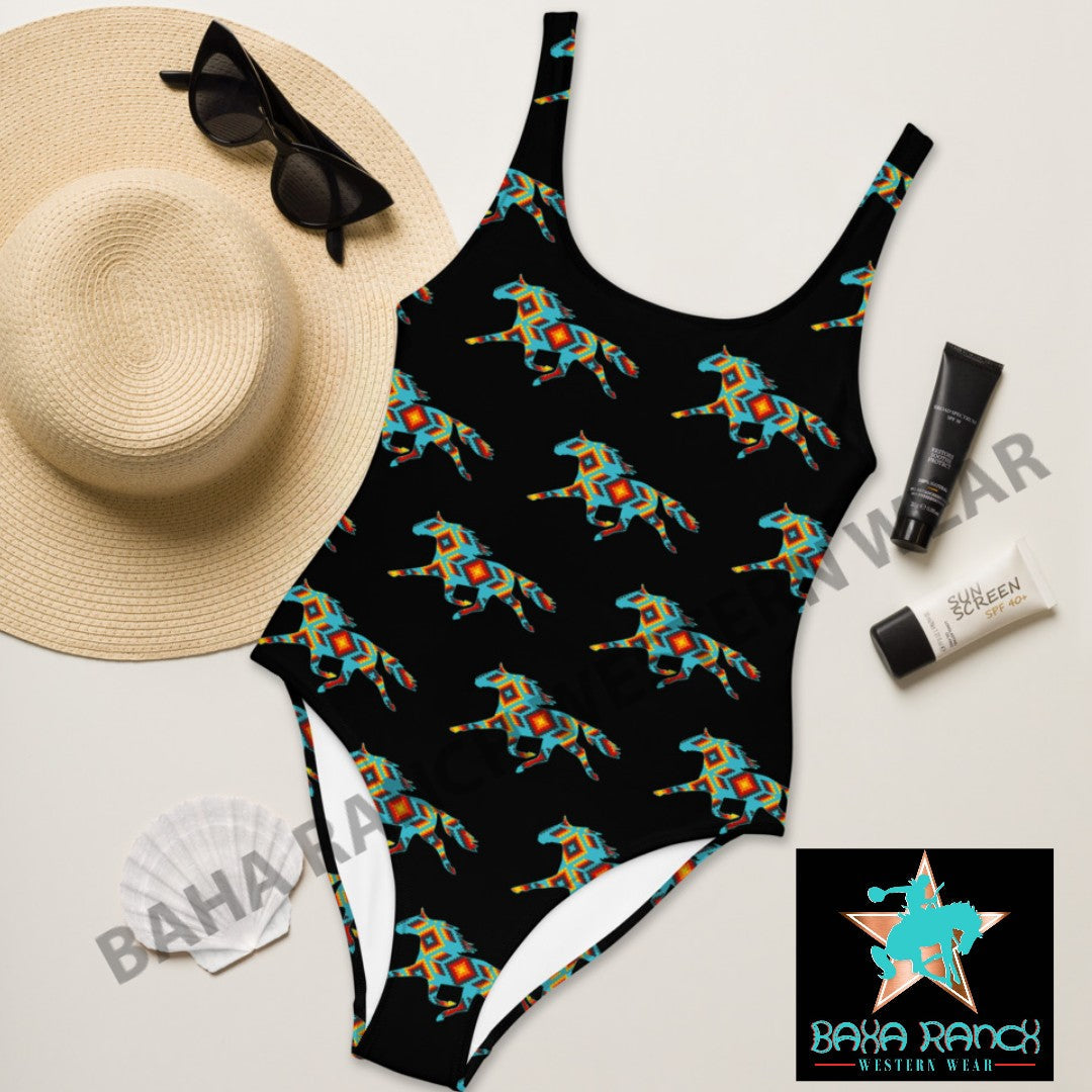 Yeehaw Aztec Horse One Piece Swimsuit by Baha Ranch Western Wear - product image 2