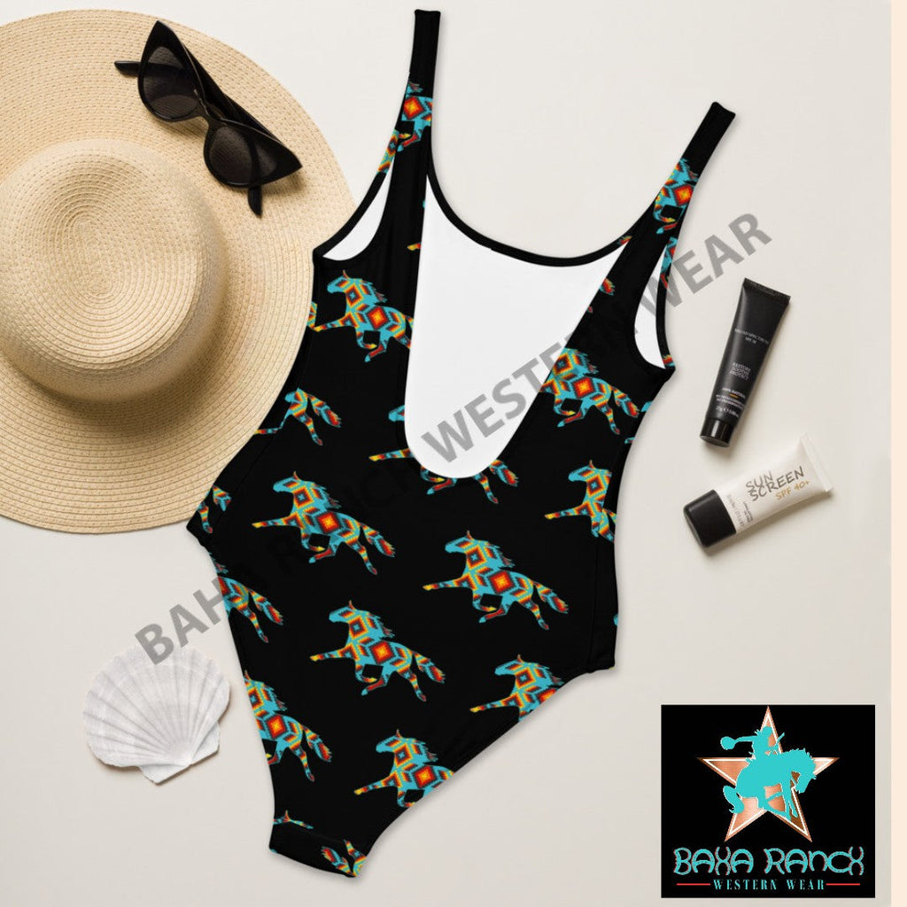 Yeehaw Aztec Horse One Piece Swimsuit by Baha Ranch Western Wear - product image 3