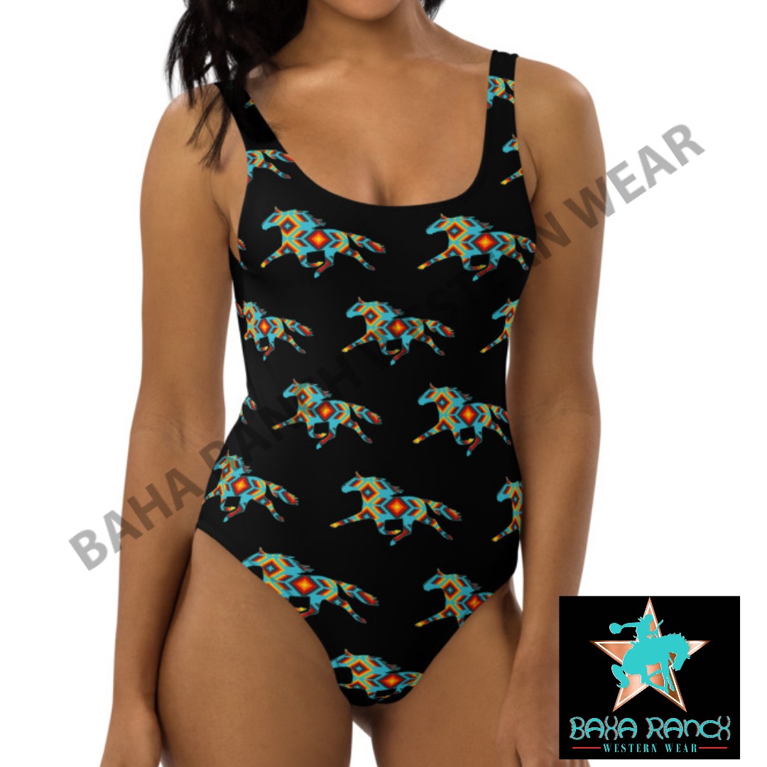 Yeehaw Aztec Horse One Piece Swimsuit by Baha Ranch Western Wear - product image 8