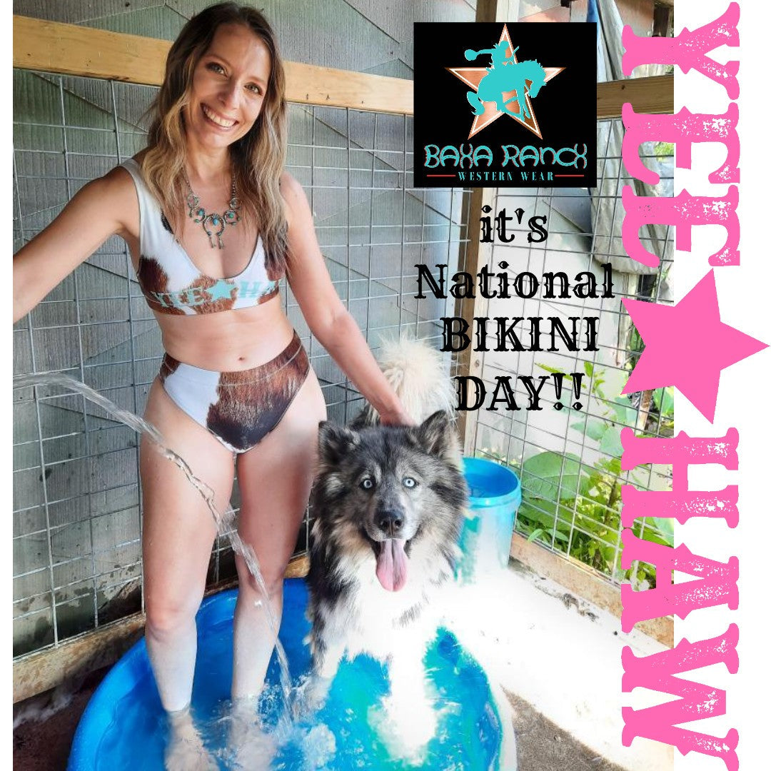 Yeehaw Brown Cow Print Bikini by Baha Ranch Western Wear - product image 11