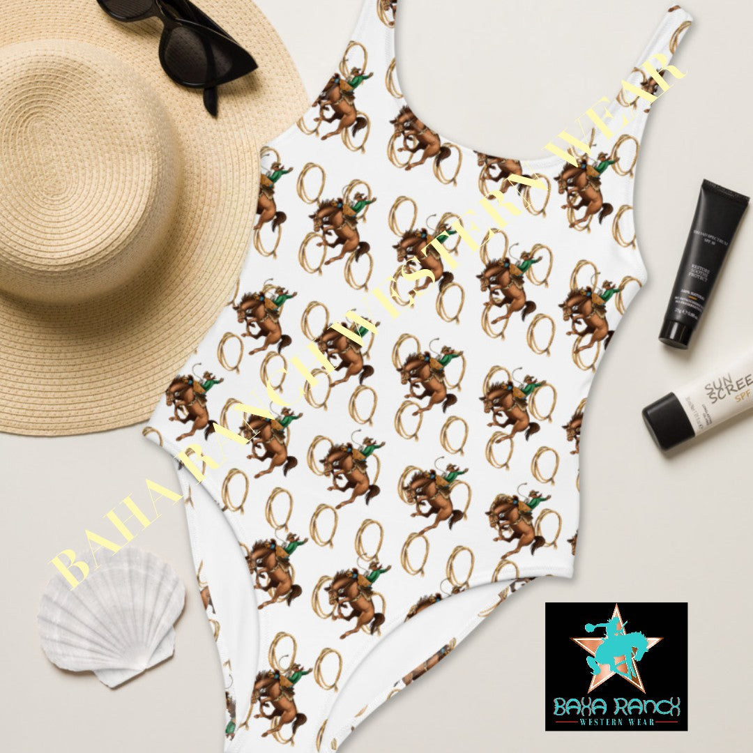 Yeehaw Rope & Ride One-Piece Swimsuit by Baha Ranch Western Wear