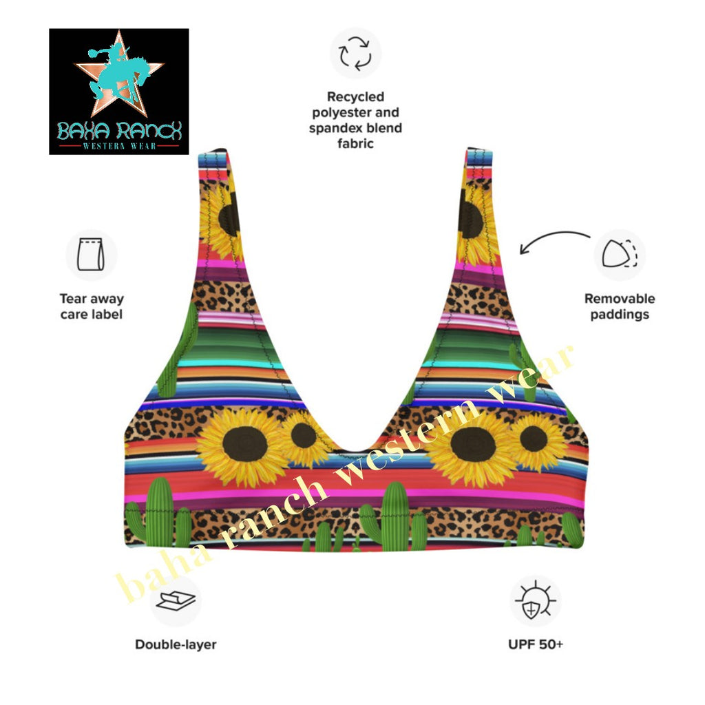 Yeehaw Sunflower Serape Cactus Bikini Top by Baha Ranch Western Wear - product image 4