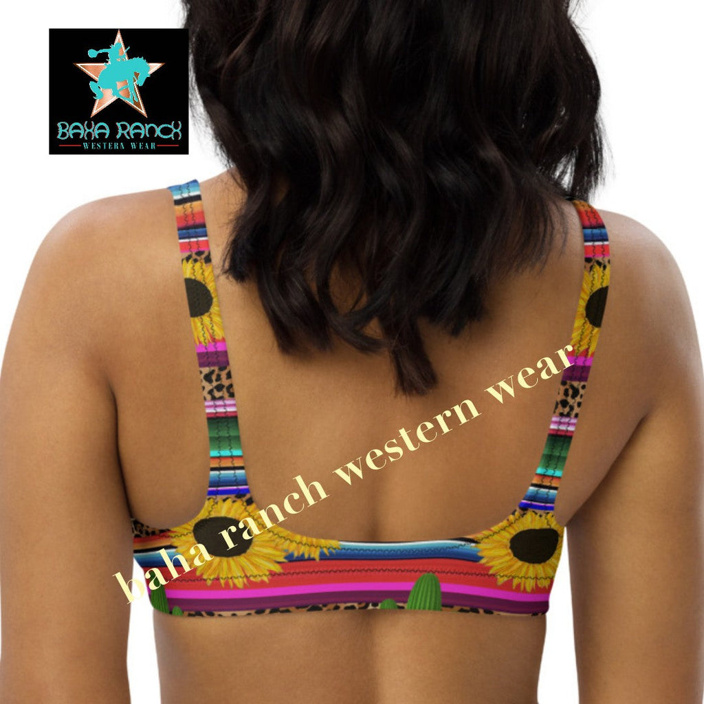Yeehaw Sunflower Serape Cactus Bikini Top by Baha Ranch Western Wear - product image 3