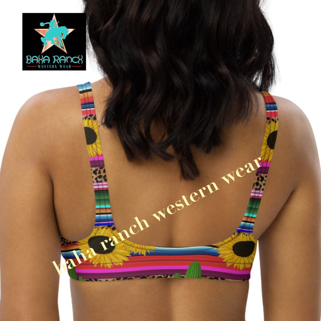 Yeehaw Sunflower Serape Cactus Bikini Top by Baha Ranch Western Wear - product image 3