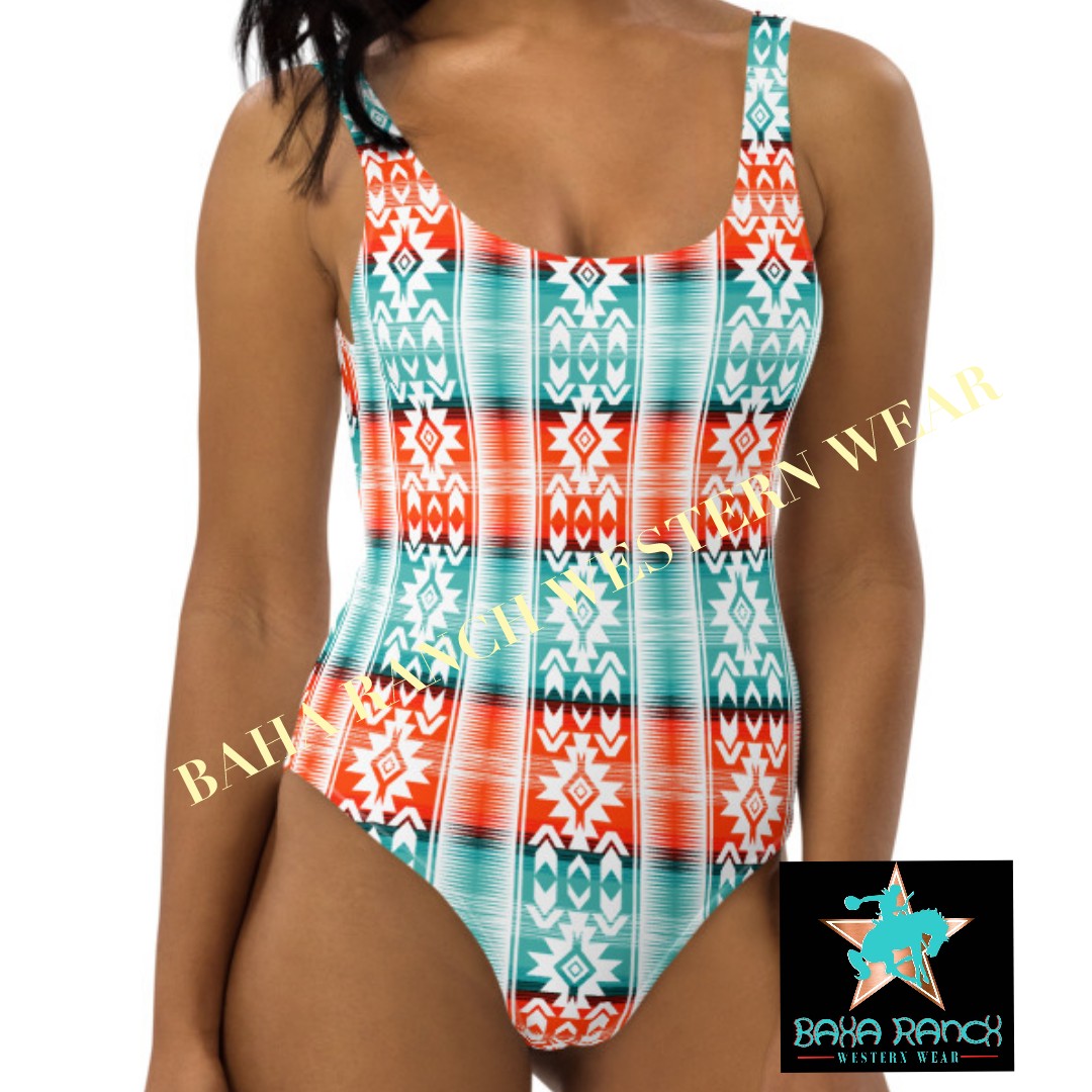 Yeehaw Aztec Print One-Piece Swimsuit by Baha Ranch Western Wear - product image 2