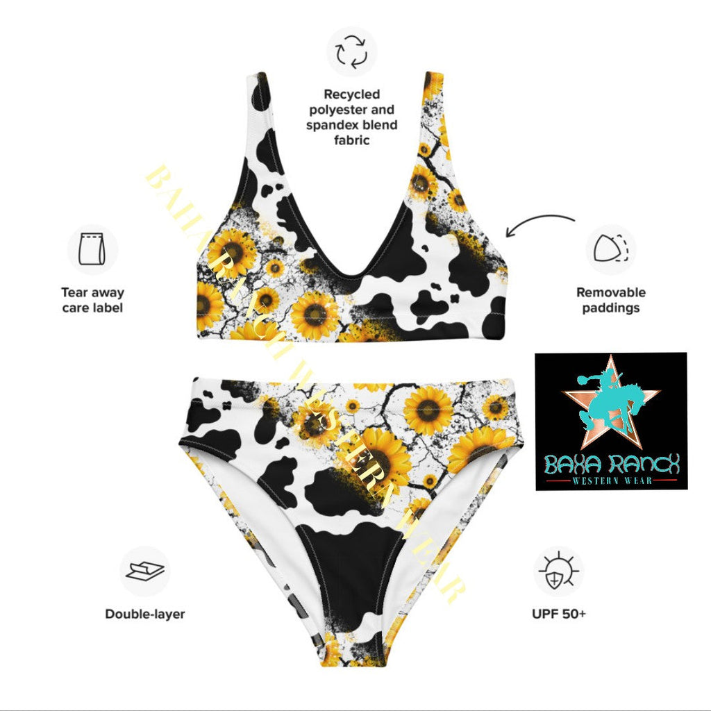 Yeehaw Cow Print Sunflower Bikini by Baha Ranch Western Wear - product image 8