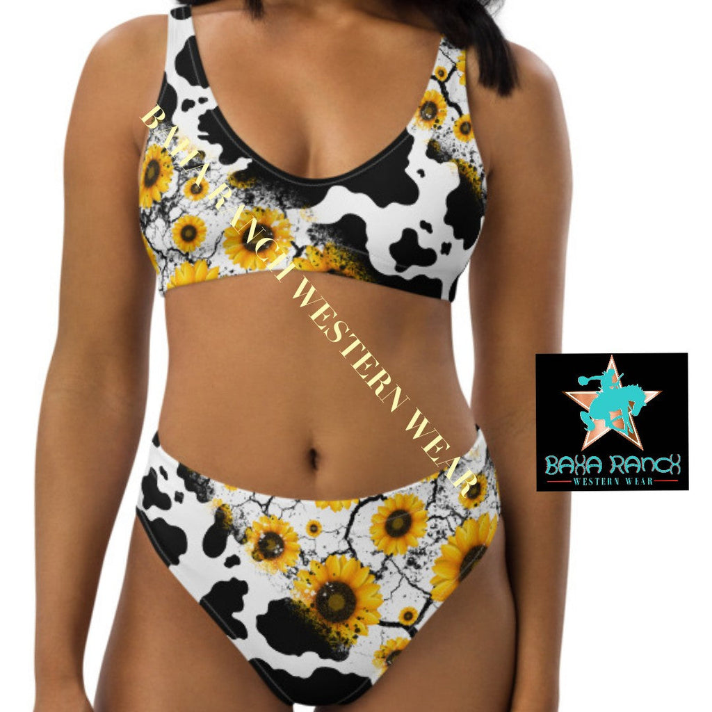 Yeehaw Cow Print Sunflower Bikini by Baha Ranch Western Wear - product image 5