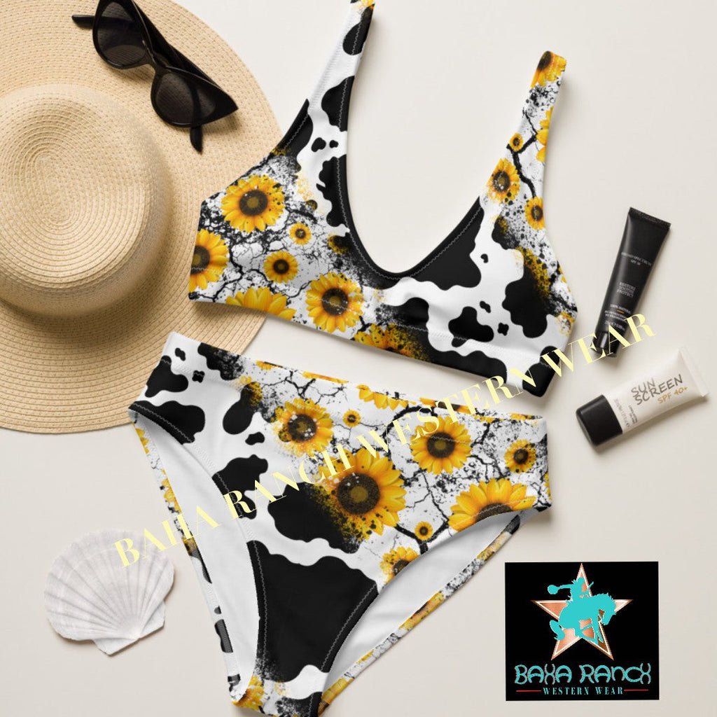 Yeehaw Cow Print Sunflower Bikini by Baha Ranch Western Wear - product image 3
