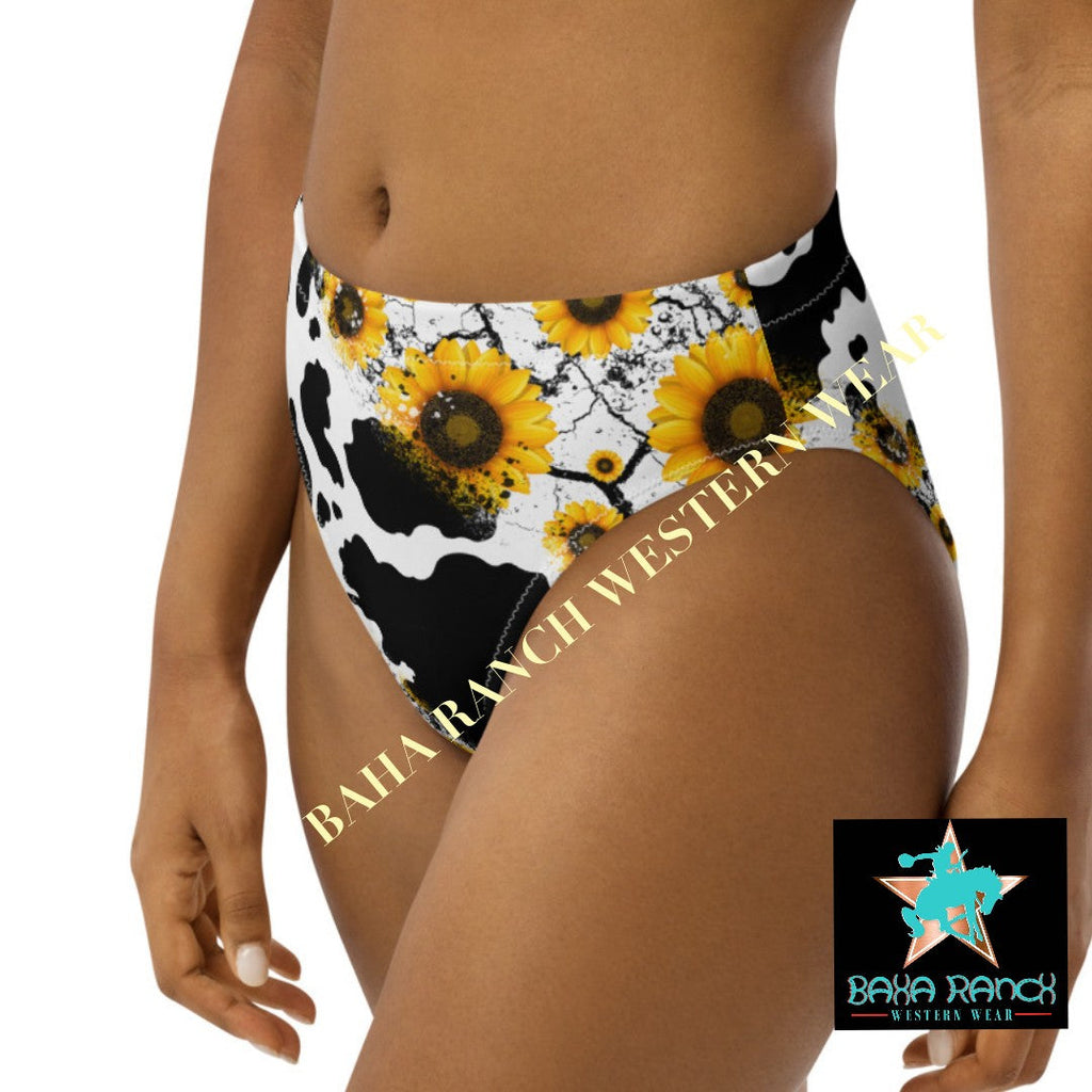 Yeehaw Cow Print Sunflower Bikini Bottom by Baha Ranch Western Wear - product image 5