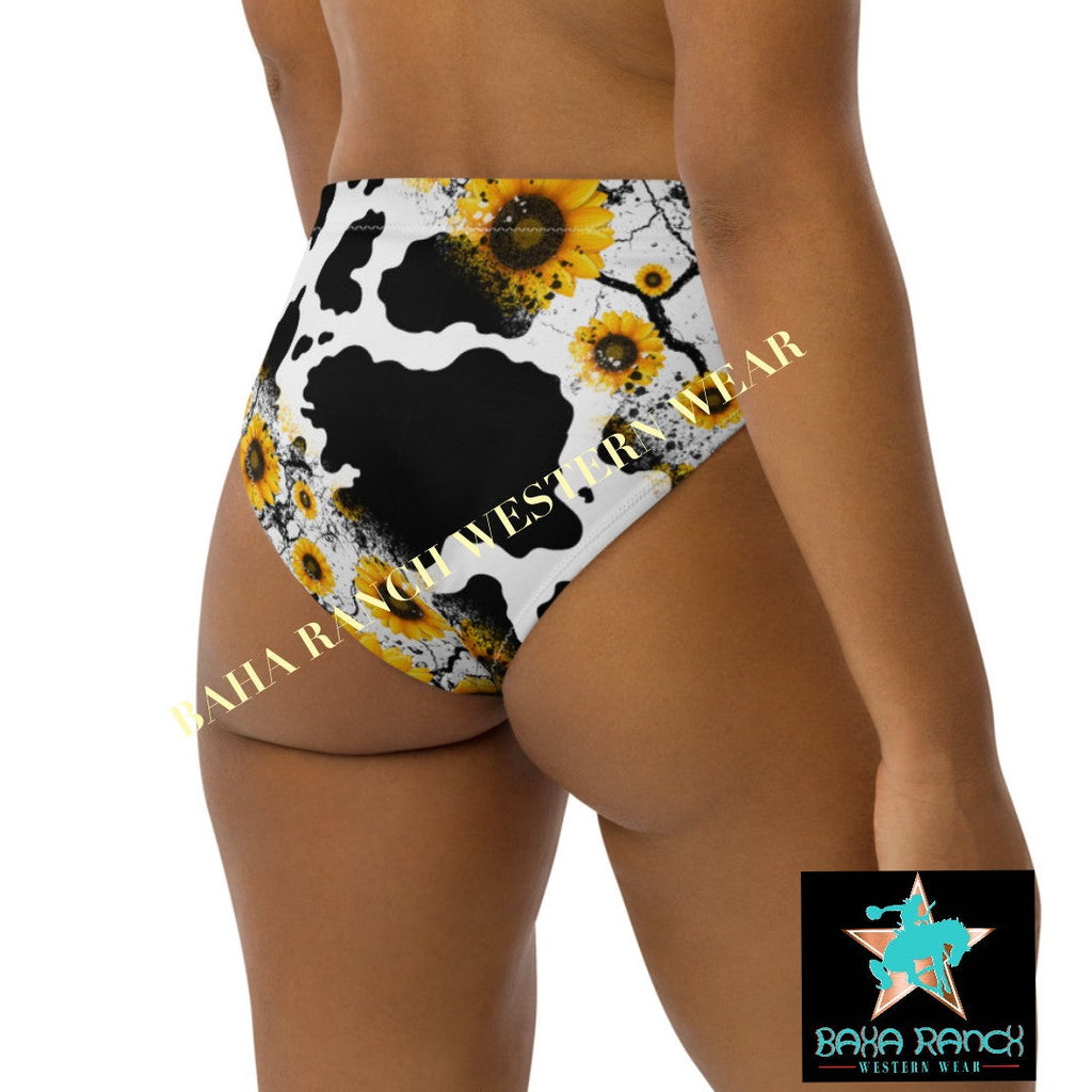 Yeehaw Cow Print Sunflower Bikini Bottom by Baha Ranch Western Wear - product image 4