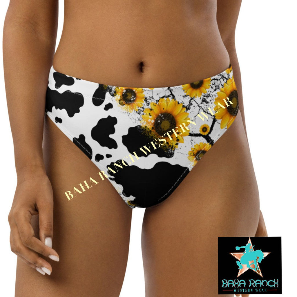Yeehaw Cow Print Sunflower Bikini Bottom by Baha Ranch Western Wear - product image 2