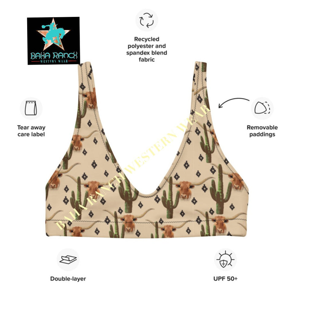 Yeehaw Longhorn Ranch Cactus Bikini Top by Baha Ranch Western Wear - product image 6