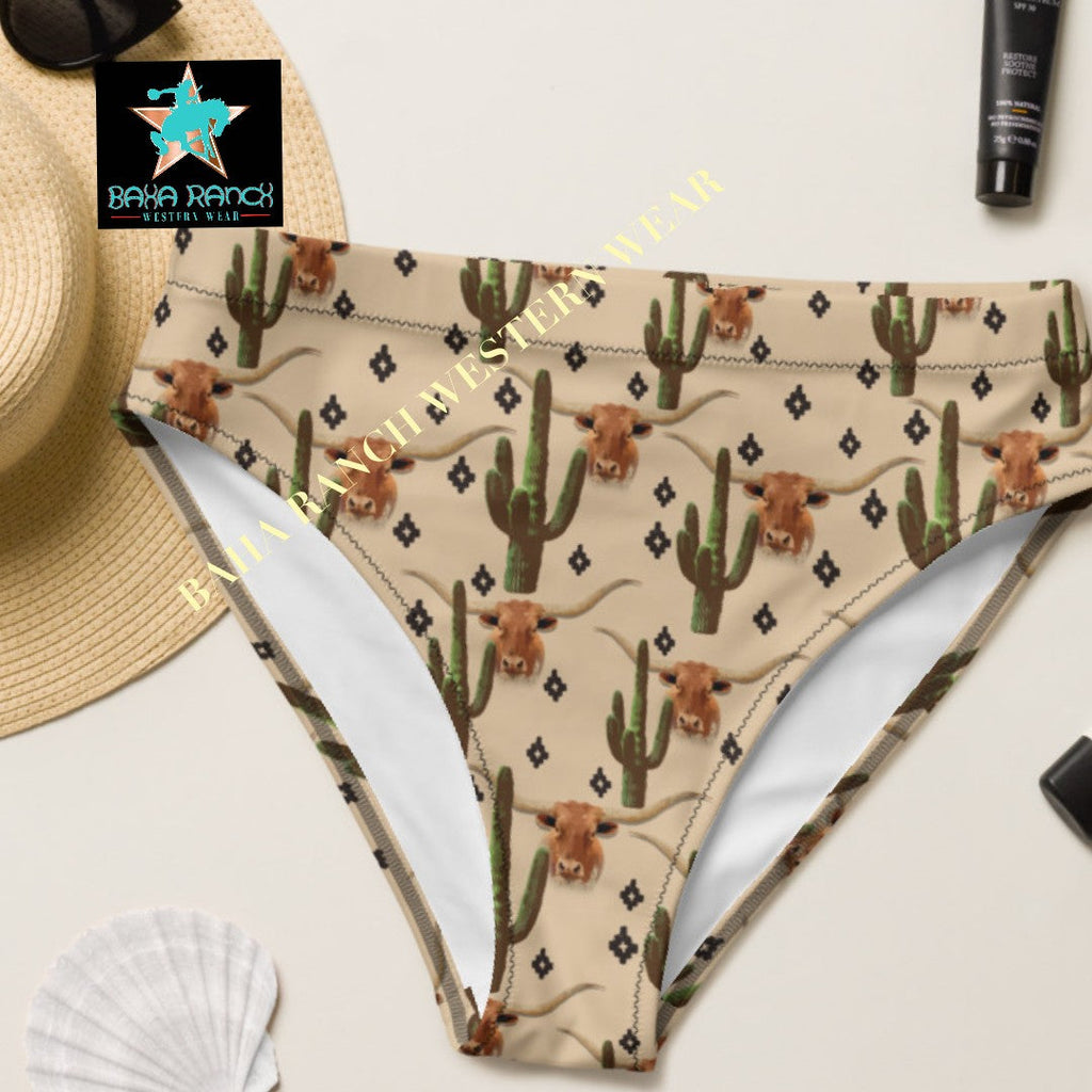Yeehaw Longhorn Ranch Cactus Bikini Bottom by Baha Ranch Western Wear