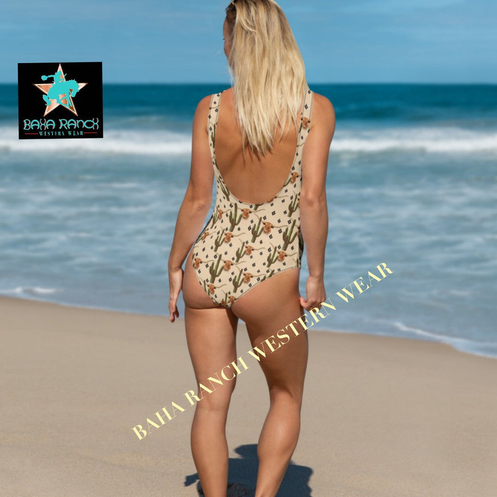 Yeehaw Longhorn Ranch Cactus One-Piece Swimsuit by Baha Ranch Western Wear - product image 7