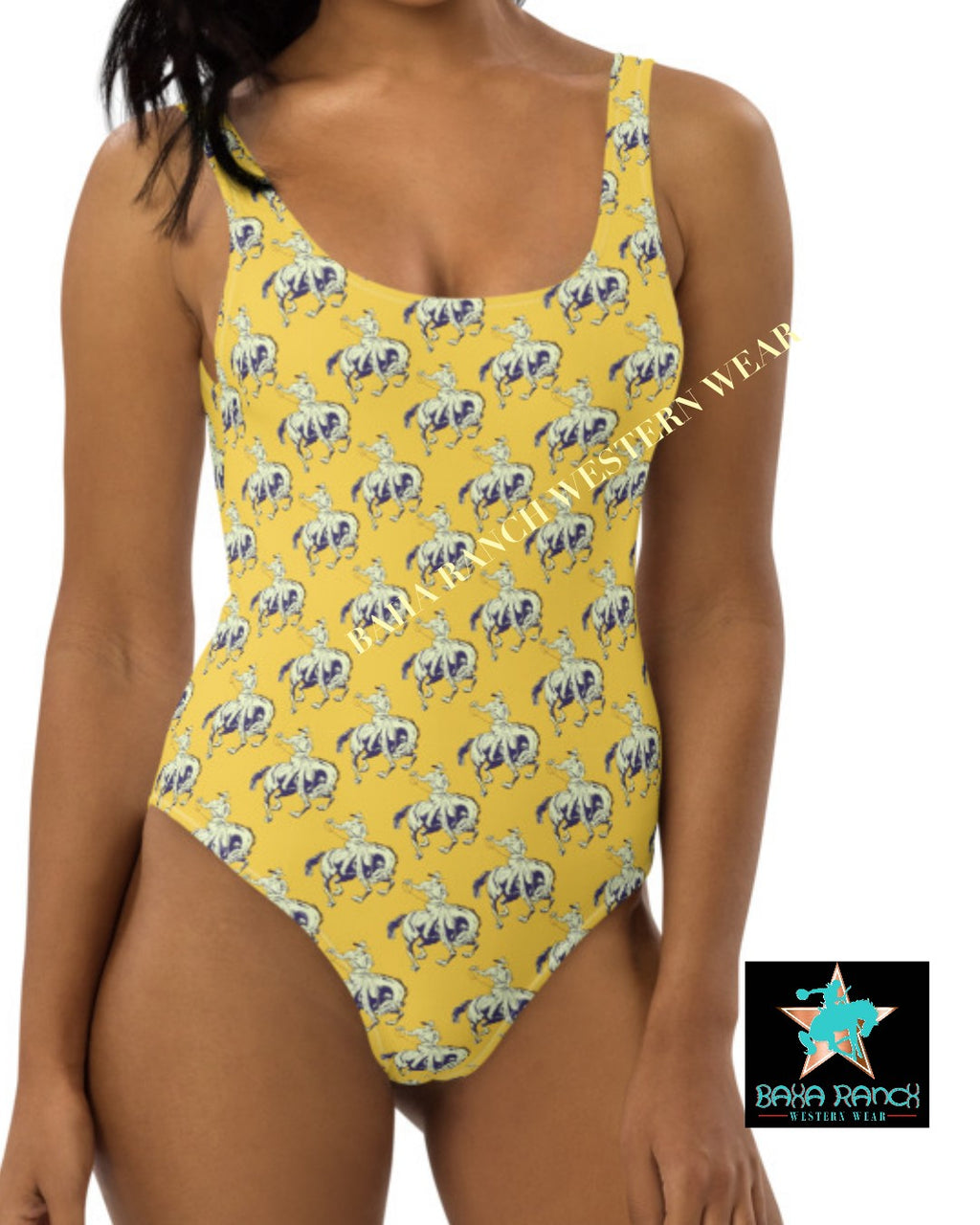 Yeehaw Vintage Bronc Buster One-Piece Swimsuit by Baha Ranch Western Wear - product image 2