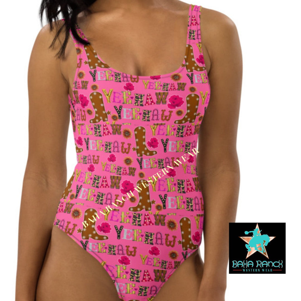 Yeehaw Pink Yeehaw One-Piece Swimsuit by Baha Ranch Western Wear - product image 2