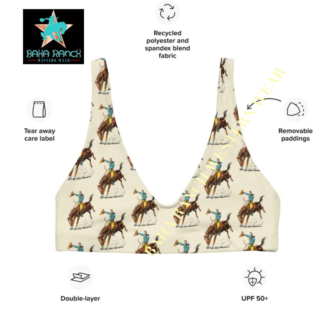 Baha Ranch Yeehaw Vintage Rodeo Cowboy Bikini Top by Baha Ranch Western Wear - product image 3