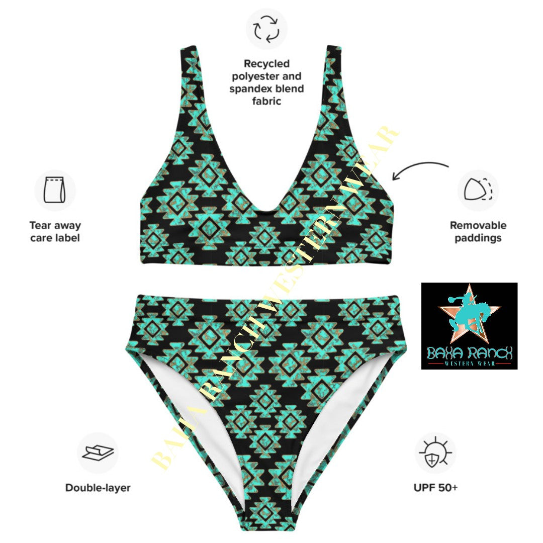 Baha Ranch Yeehaw Turquoise Aztec Bikini by Baha Ranch Western Wear - product image 7