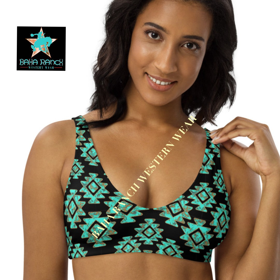 Baha Ranch Yeehaw Turquoise Aztec Bikini Top by Baha Ranch Western Wear - product image 2