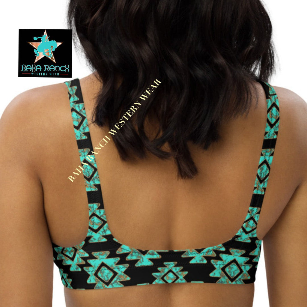 Baha Ranch Yeehaw Turquoise Aztec Bikini Top by Baha Ranch Western Wear - product image 4