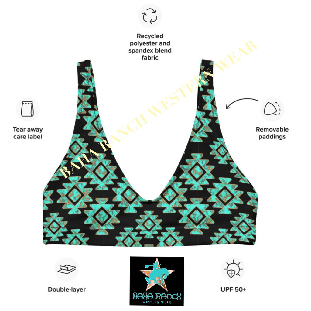 Baha Ranch Yeehaw Turquoise Aztec Bikini Top by Baha Ranch Western Wear - product image 3