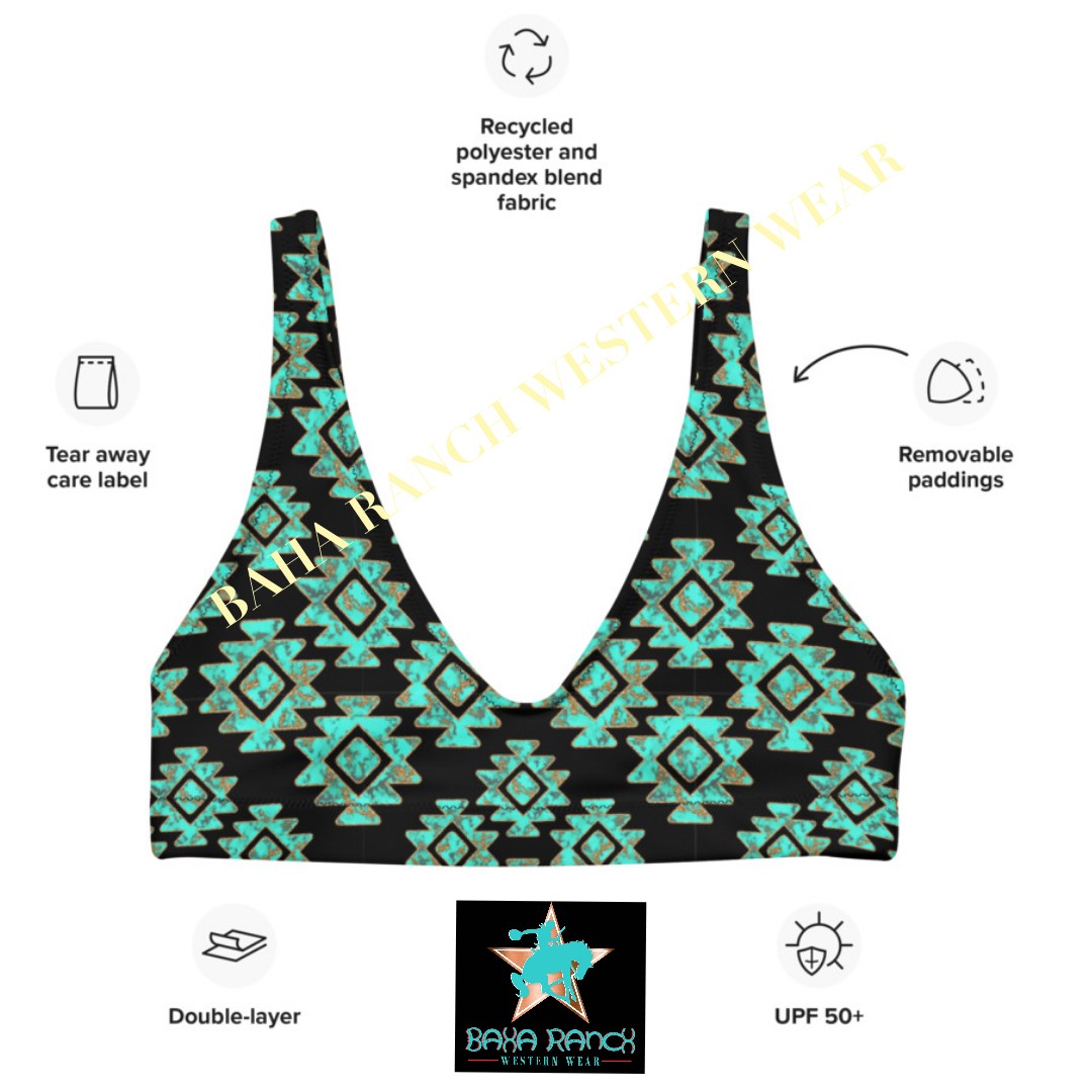 Baha Ranch Yeehaw Turquoise Aztec Bikini Top by Baha Ranch Western Wear - product image 3