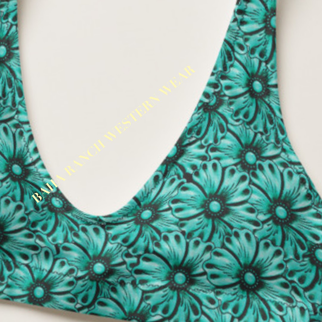 Baha Ranch Yeehaw Turquoise Floral Leather Print Bikini by Baha Ranch Western Wear - product image 12