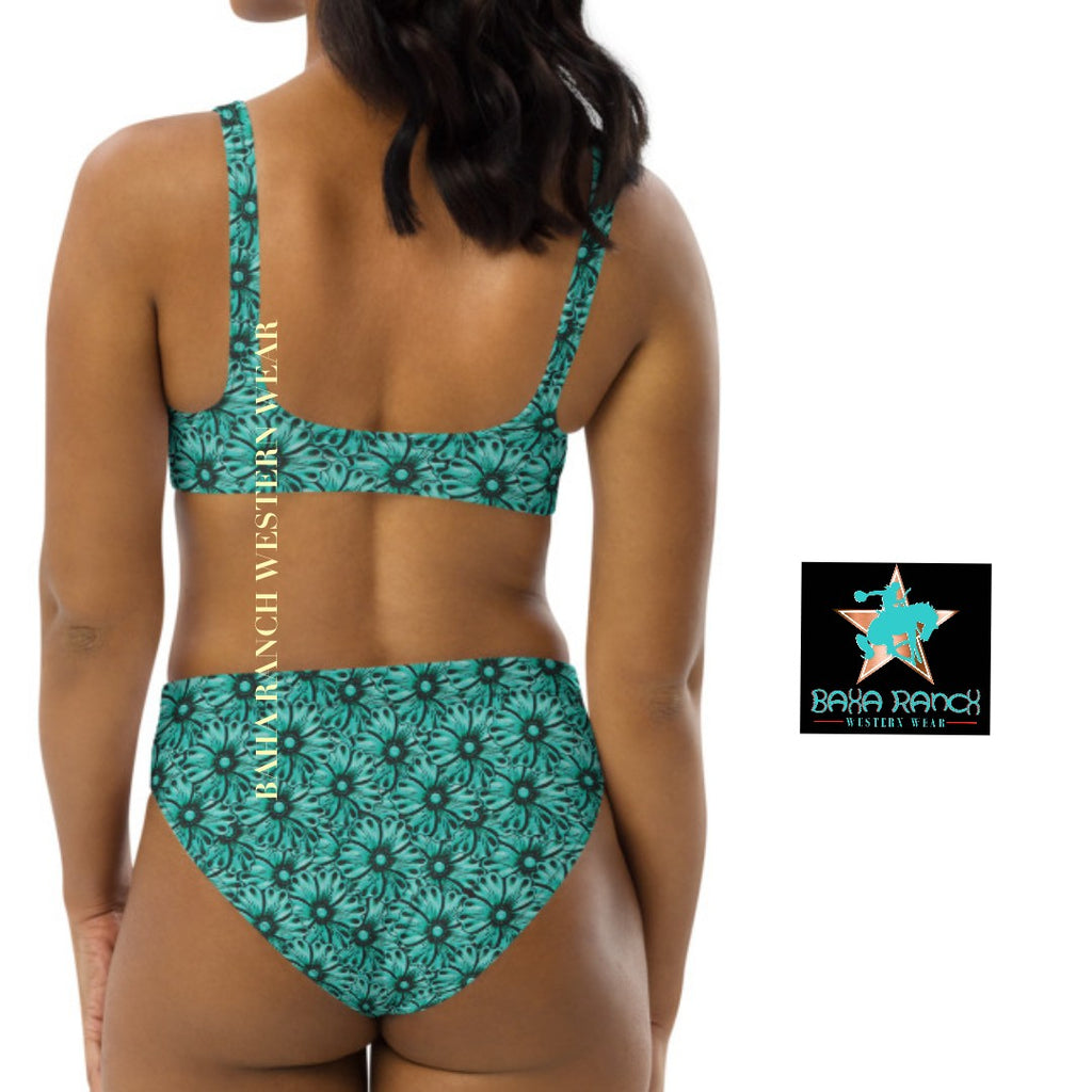Baha Ranch Yeehaw Turquoise Floral Leather Print Bikini by Baha Ranch Western Wear - product image 10