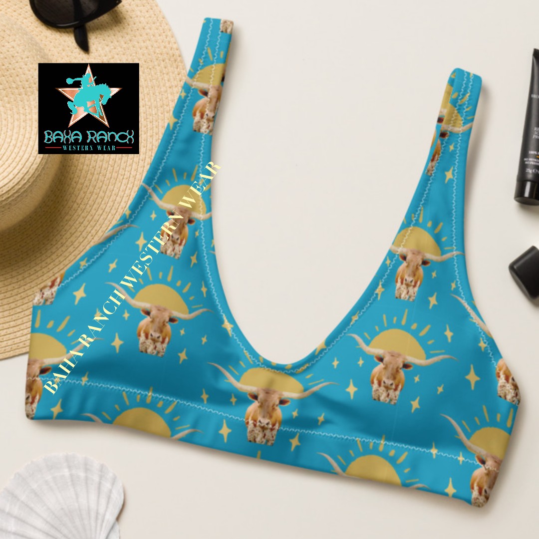 Yeehaw Longhorn Sunshine Bikini Top by Baha Ranch Western Wear