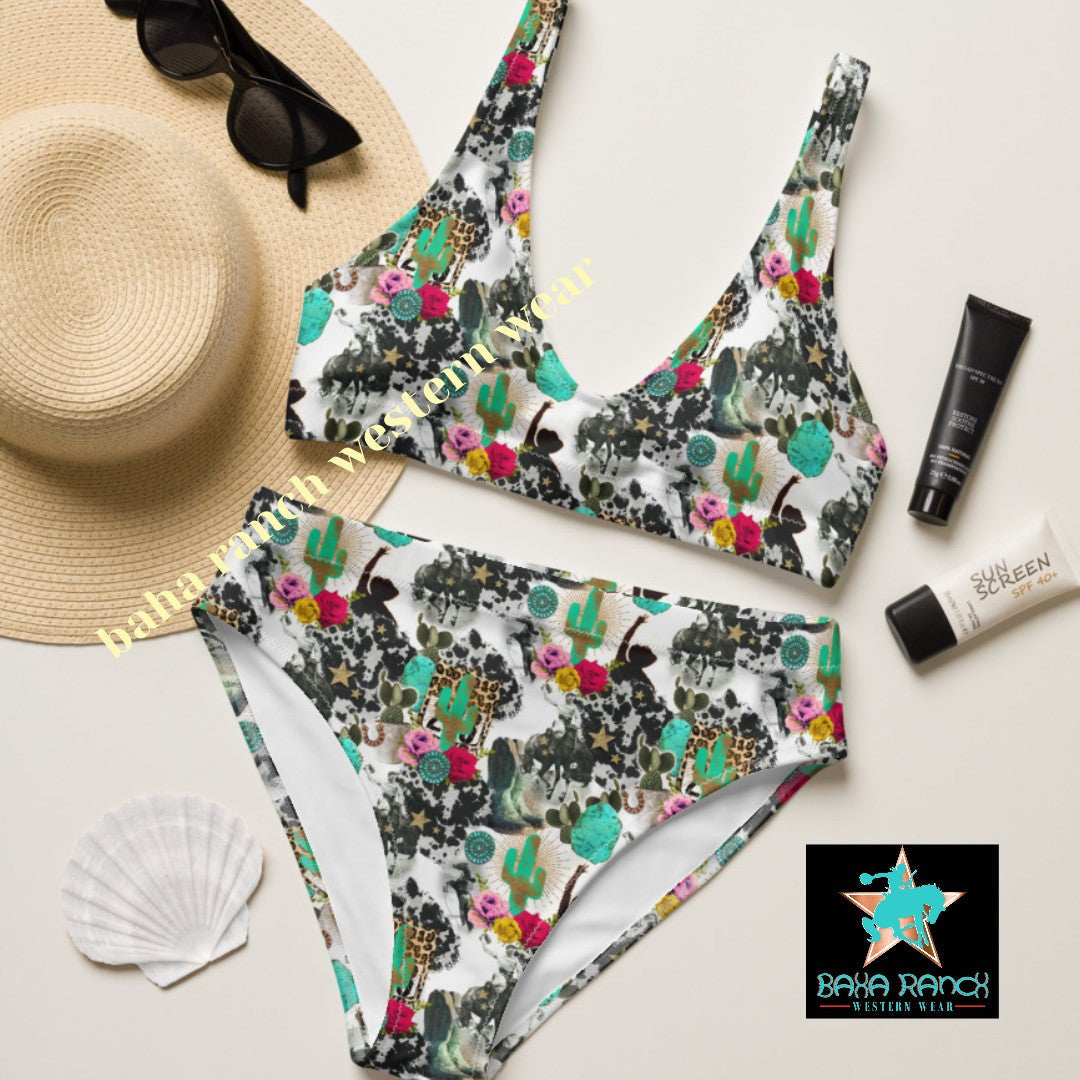 Baha Ranch Yeehaw Funky Cowgirl Collage Bikini by Baha Ranch Western Wear