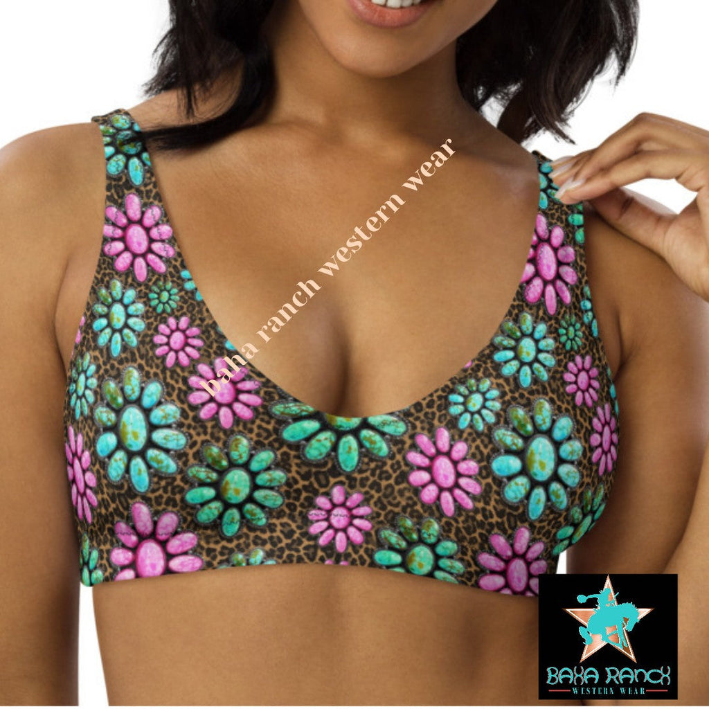 Baha Ranch Yeehaw Pink Turquoise Cowgirl Bikini Top by Baha Ranch Western Wear - product image 2