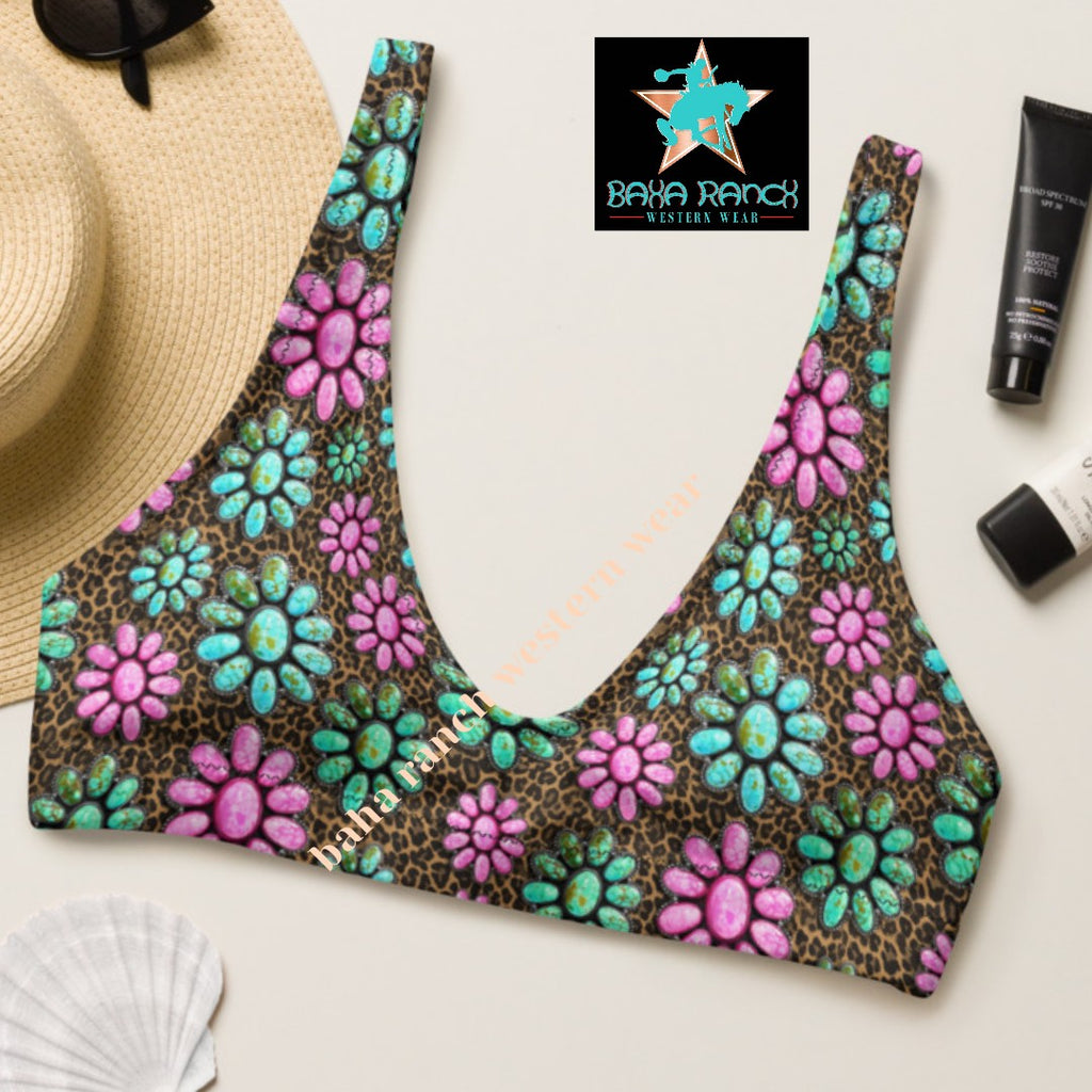 Baha Ranch Yeehaw Pink Turquoise Cowgirl Bikini Top by Baha Ranch Western Wear