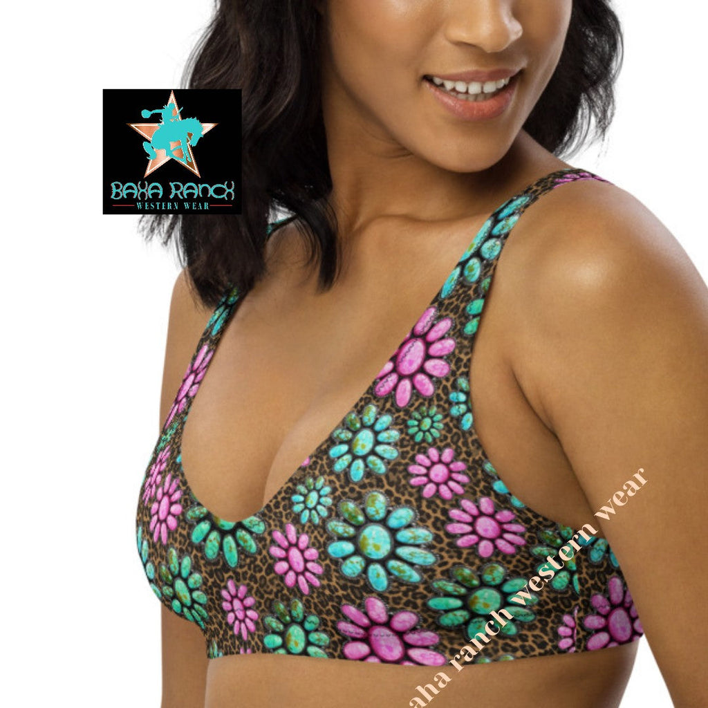 Baha Ranch Yeehaw Pink Turquoise Cowgirl Bikini Top by Baha Ranch Western Wear - product image 4