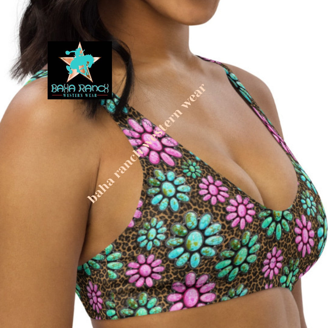 Baha Ranch Yeehaw Pink Turquoise Cowgirl Bikini Top by Baha Ranch Western Wear - product image 3