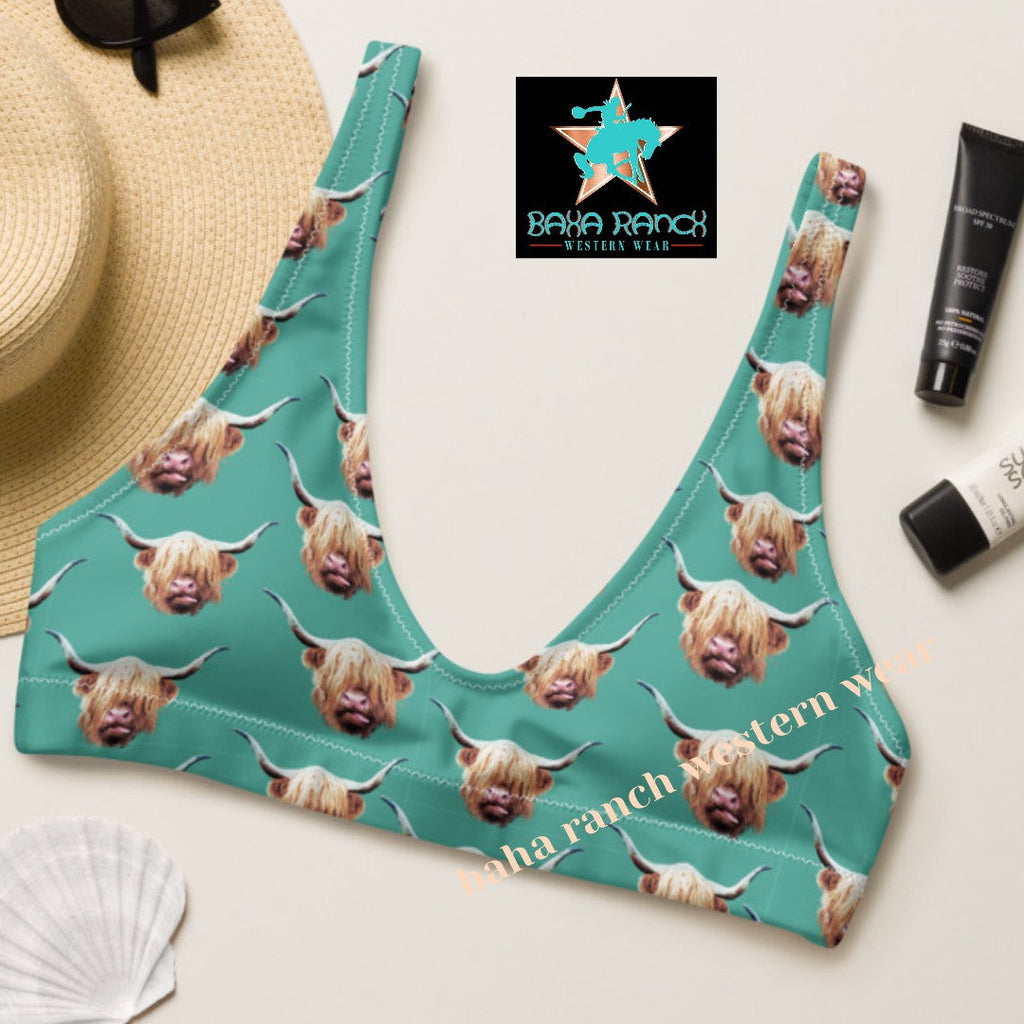 Baha Ranch Yeehaw Highland Cow Bikini Top by Baha Ranch Western Wear