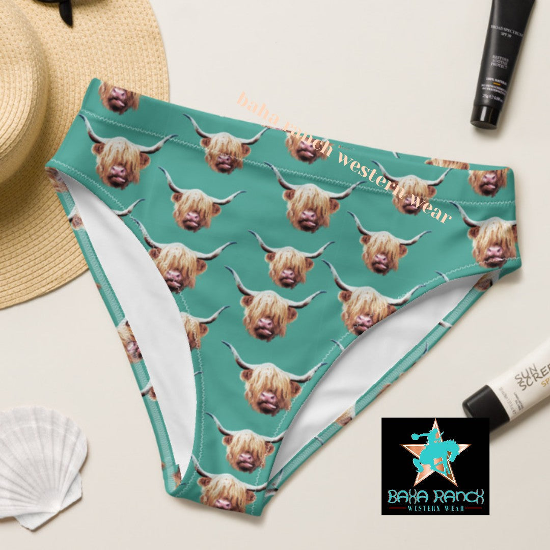 Baha Ranch Yeehaw Highland Cow Bikini Bottom by Baha Ranch Western Wear