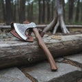 Norse Pattern Acid Etched Bushcraft Belt Viking Bearded Axe with Leather Carry Sheath