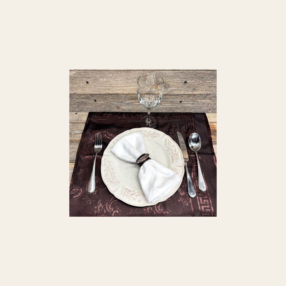 Copper Feather Western Concho Napkin Ring #CNR109 on a warm cream background