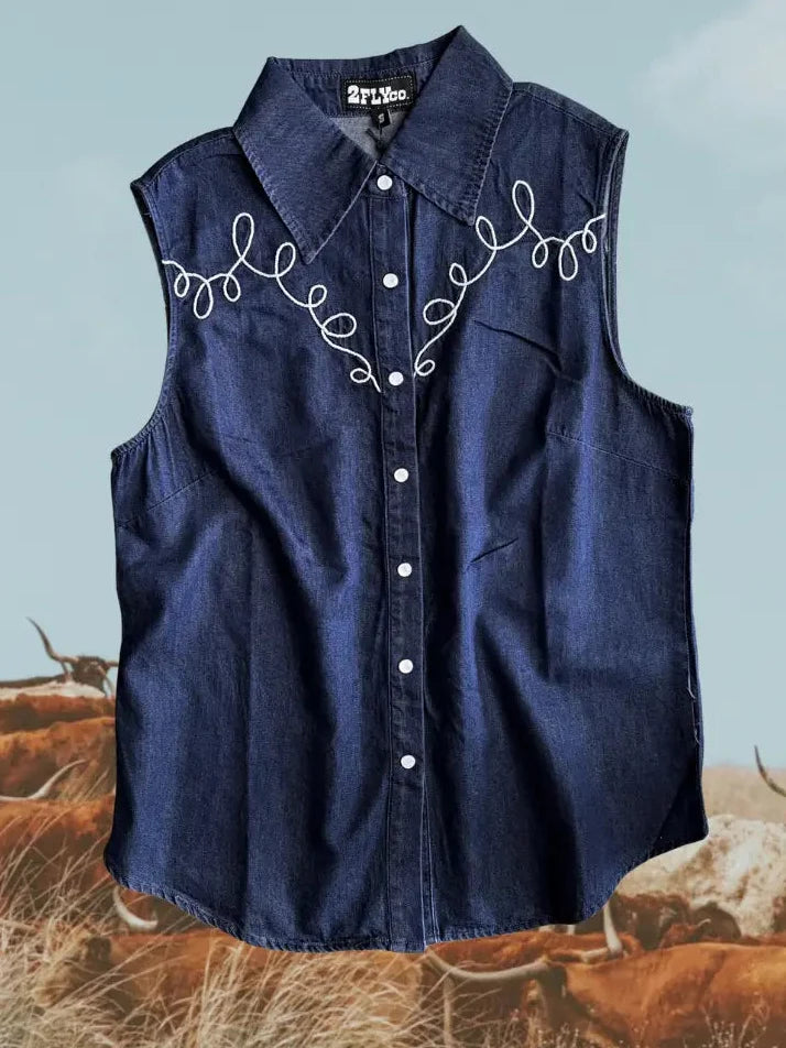 Dally Denim Sleeveless | Top — view 2