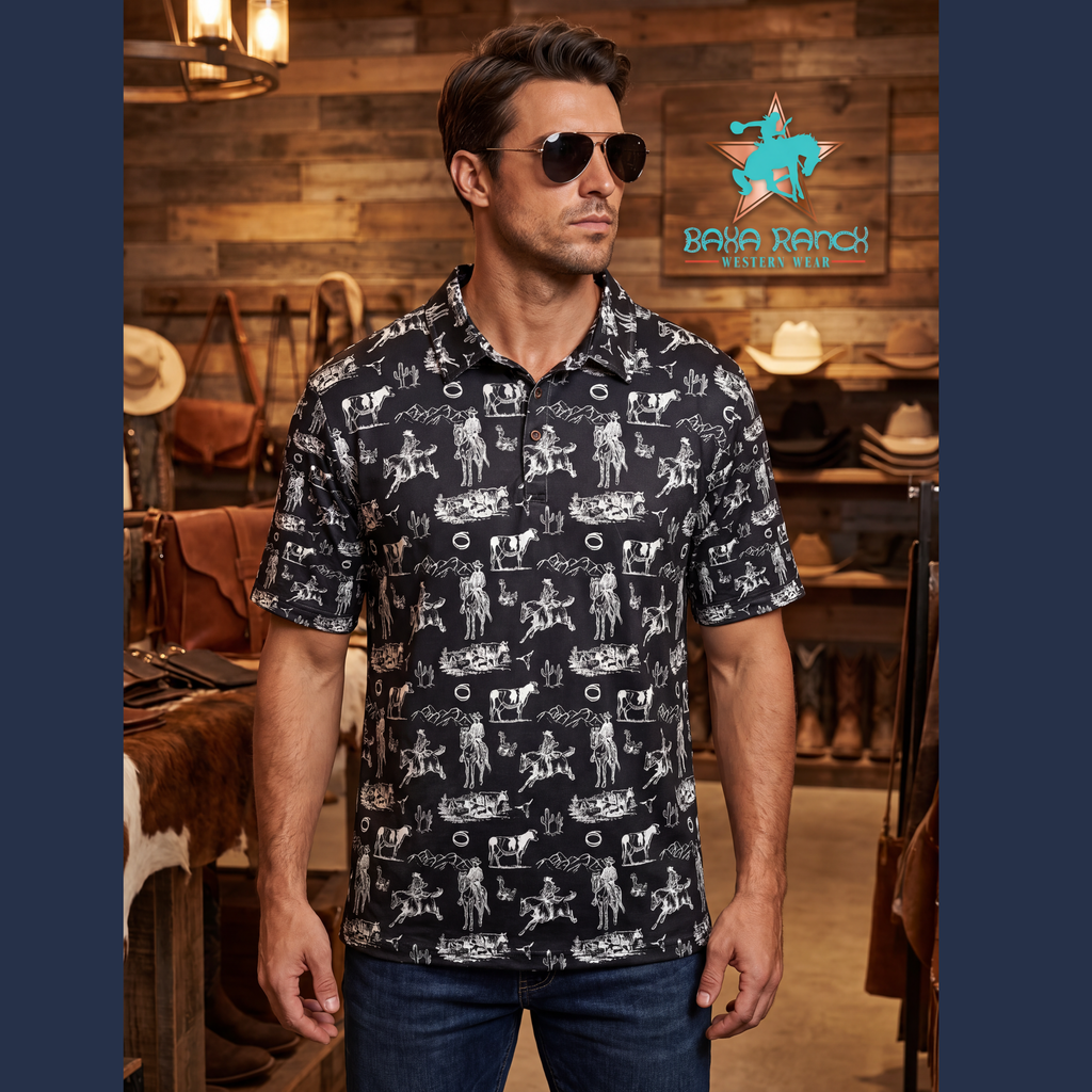 Baha Ranch Ranch Life Men's Western Polo Shirt by Baha Ranch Western Wear