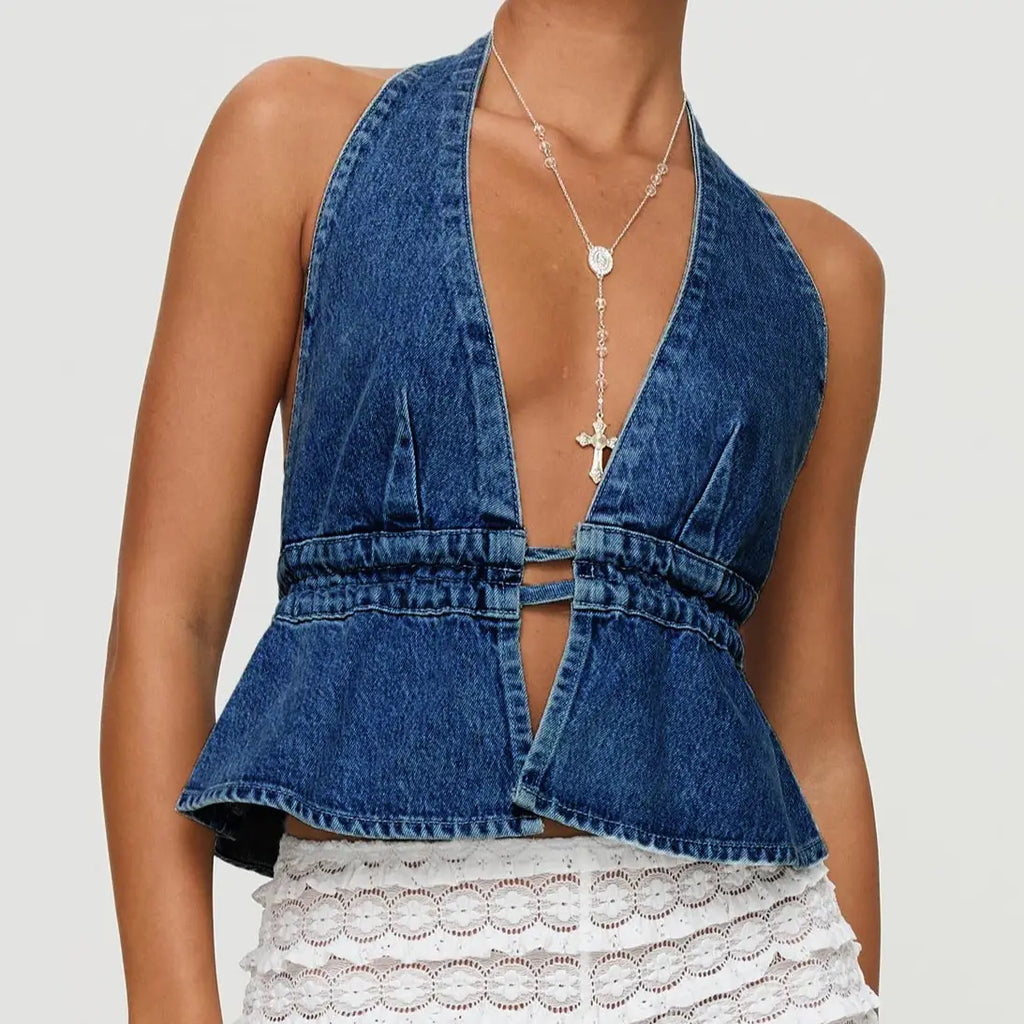 Darby Denim Halter | Top — view 3