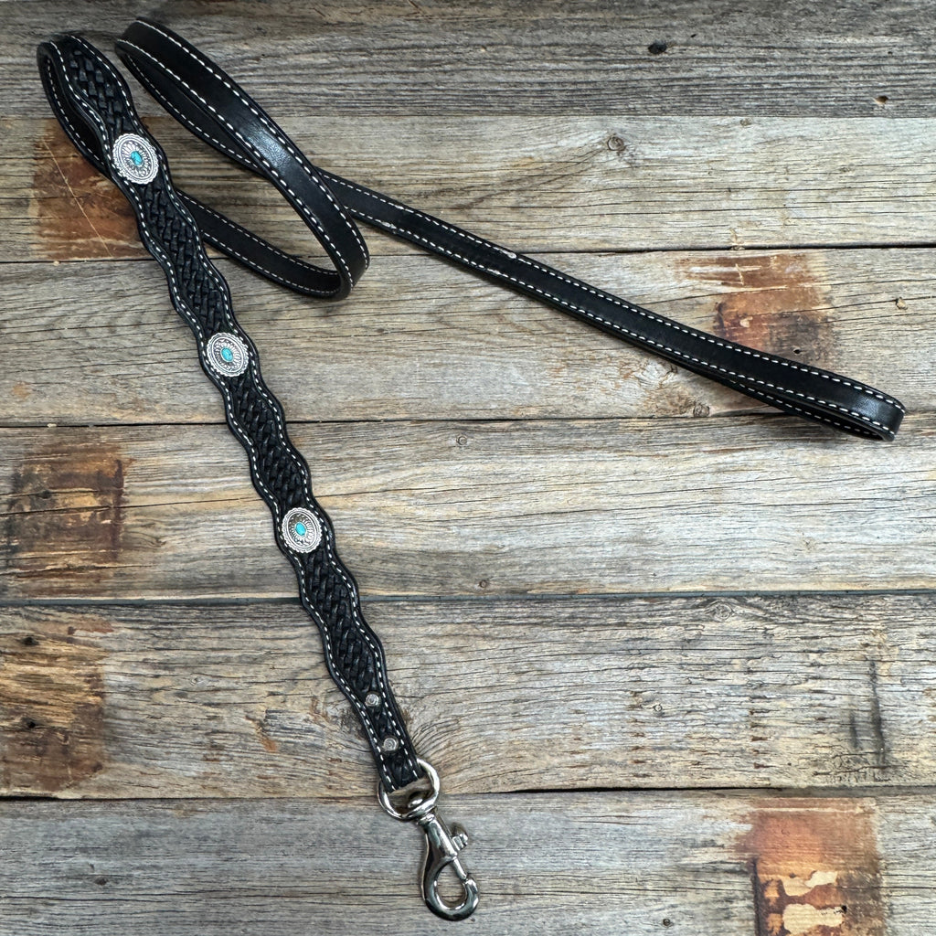 Genuine Leather Dog Collar or Leash With Antique Silver Oval Conchos 10" to 22" W237S|DC66 — view 8