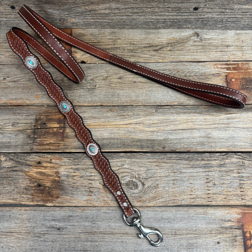 Genuine Leather Dog Collar or Leash With Antique Silver Oval Conchos 10" to 22" W237S|DC66 — view 7